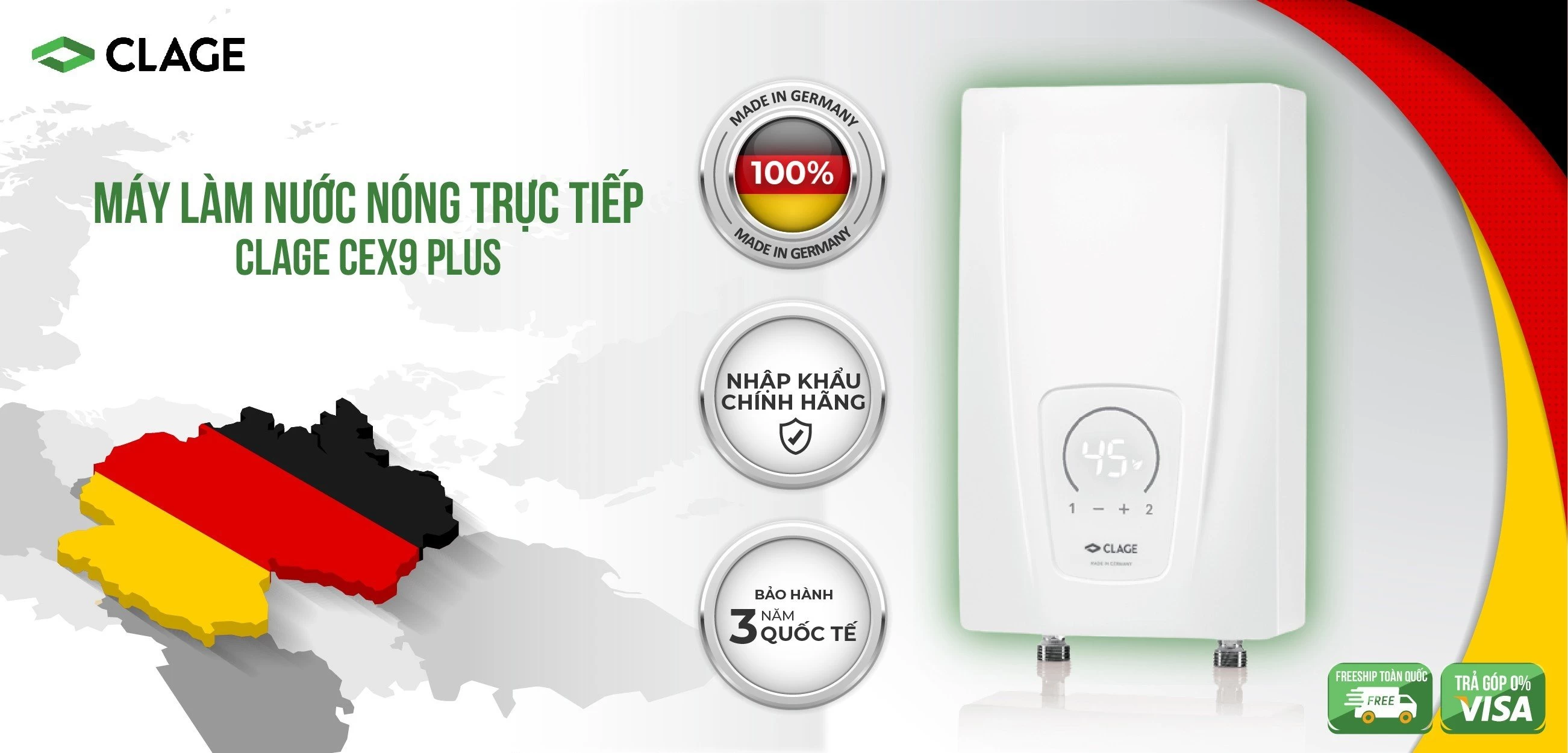 Máy làm nước nóng trực tiếp CLAGE CEX9 Plus