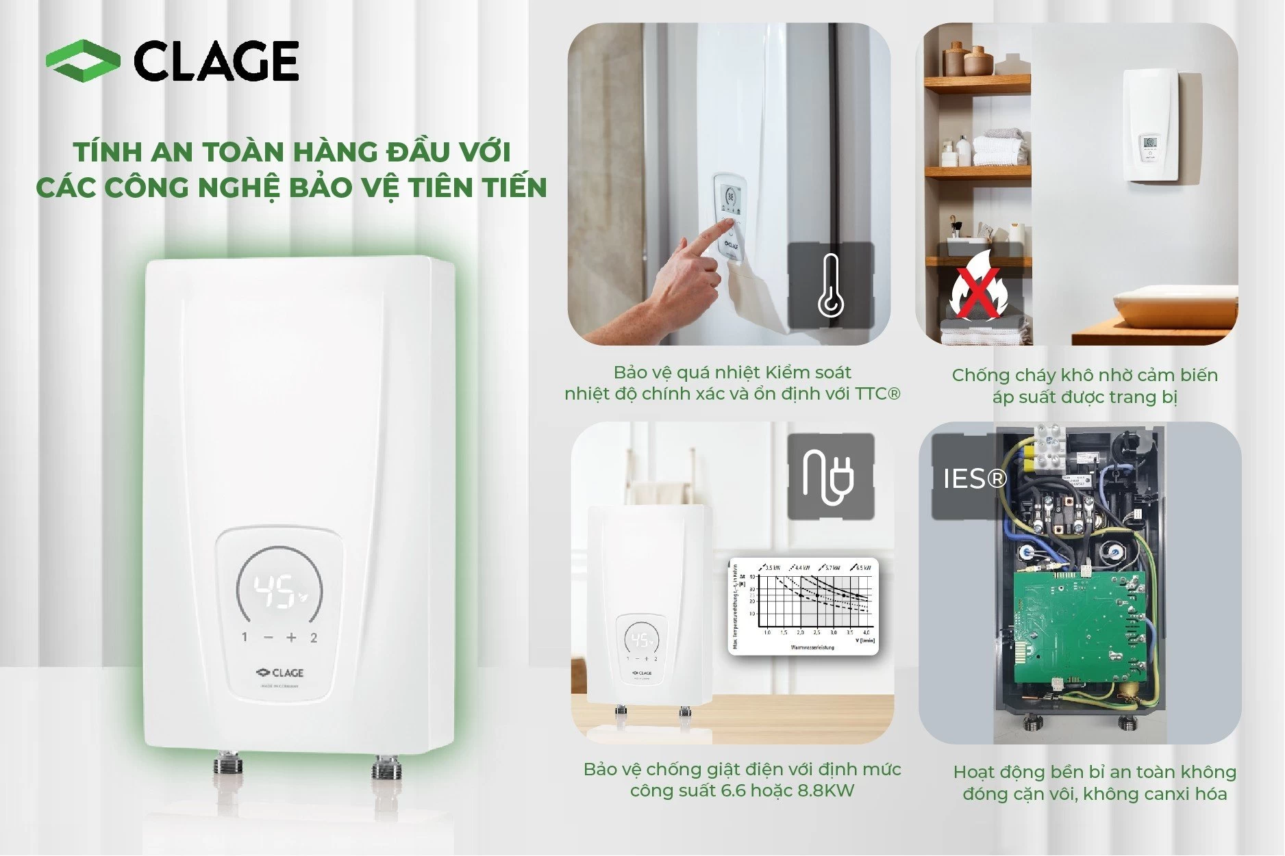 Máy làm nước nóng trực tiếp CLAGE CEX9 Plus