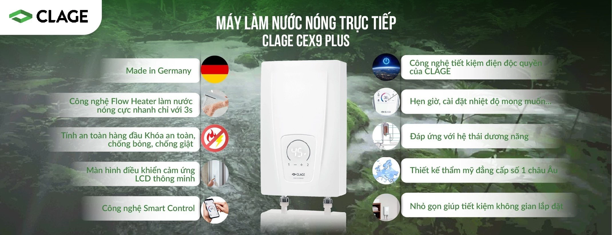 Máy làm nước nóng trực tiếp CLAGE CEX9 Plus